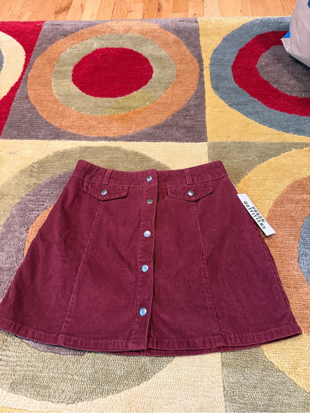 NWT BDG Urban Outfitters Maroon Corduroy Mini Skirt High Waisted Size Medium